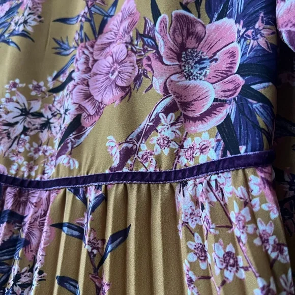 GB Girls Pleated Long Sleeve Dress with Pink and Purple Floral Pattern - Picture 7 of 13